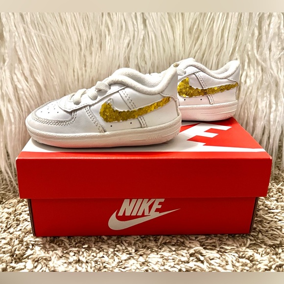 Nike Other - Infant Nike Air Force 1’s (Customized Gold Swooshes)